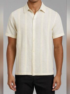 Scotch & Soda Men’s Linen Blend Button Up Shirt Size XL Pintuck Resort Wear